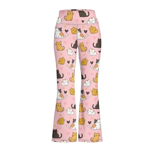 Image of Girls Leggings Floral Print High-Waisted Flared Pants 5-14 Years