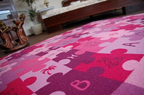 Dywan puzzle fioletowy 100 x 250 cm