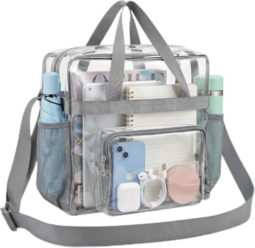 Dexpally Bolso Transparente Mujer Concierto Bolsa Transparente PVC Bolsa a Tracolla Transparent Bolso Bandolera Transparent para Estadios (30x30x15cm)