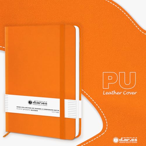 Image of Jhingalala Diaries - Hardbound Leather Cover Pocket Size Corporate Executive Diary Notebook I Pocket Diary For Men and Women I A6 Size I 80gsm Paper I 192 Ruled Pages (Orange)