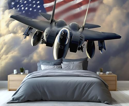 YXQAIED Papel pintado de avión 3D, papel pintado personalizado de avión de aviones, murales de pared para dormitorio, sala de estar (no se pela ni se pega)