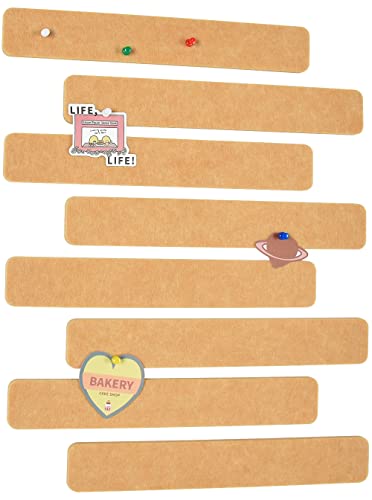 8Pcs Brown Felt Pin Board Bar Strips with 35 Pushpins, Self-Adhesive Lightweight Bulletin Board Bar Strips No Damage for Wall,for Paste Notes, Photos, Schedules, Announcements.