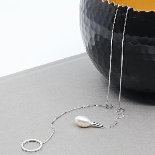 Elegant Genuine Gemstone and Pearl Pendant Necklace Collection in 18K White Gold Over Sterling Silver – London or Swiss Blue Topaz, Blue Sapphire, and Freshwater Cultured Pearls2