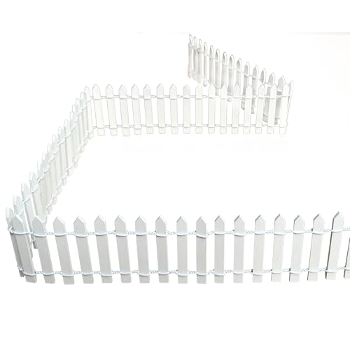 Fairy Garden Miniature Fence Accessories: Decorative White Wooden Picket Fence for Indoor & Outdoor Christmas Village - for Kids Ages 4 to 8 - Festive Decor for Christmas and Halloween (White)