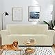YSTELLAA Samt Sofa Überzug 3 Sitzer, Stretch Sofabezug, Sofaschoner rutschfest, Elastischer Couch Überzug, Sofa Cover Mit Armlehnen, Couchüberzüge Sofaschutz Katze, Beige