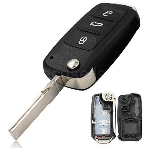 Image of VW | SKOD 3 Button Flip Car Key Shell /Case /Body case replacment for Skoda and VW Light At The Top Fixed Blade Key Shell Case | No Electronics Included | Required Key Cutting