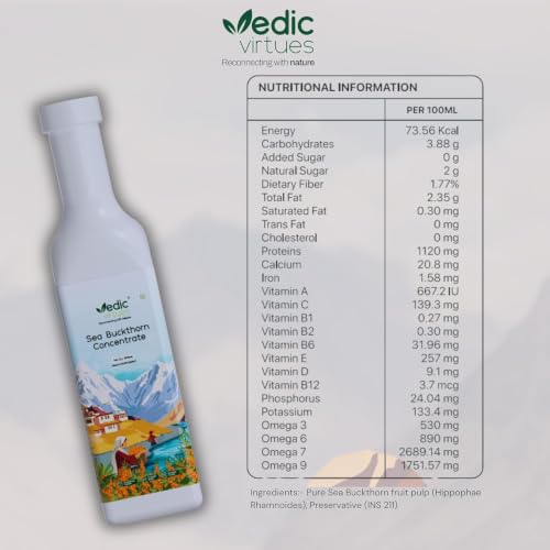 Image of Himalayan Sea Buckthorn Juice Concentrate (300ml x 3) 900ml | 99.9% Pure Natural Pulp | Refreshing Taste | Rich in Omega 3,6,7,9 & Vitamin C | Supports Immunity, Gut & Skin Health