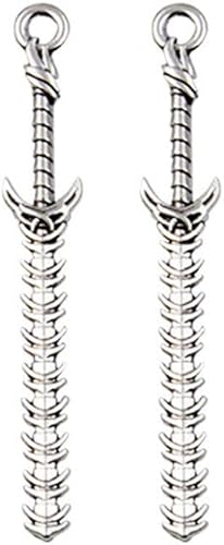 Miniatura 6 de 10 dijes de espada de caballero de metal antiguo de plata, colgantes, collares, fabricación de joyas, manualidades (enviar al azar)