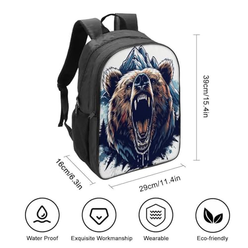 Sac à dos imprimé en 3D ours pour école primaire et loisirs - 2