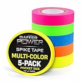 Gaffer Power Mini Spike Tape 5-Pack – 1/2” x 6 Yards Neon Gaffer Tape for Stage Marking, Labeling & Color Coding – Pocket Size, Residue-Free, Made in USA