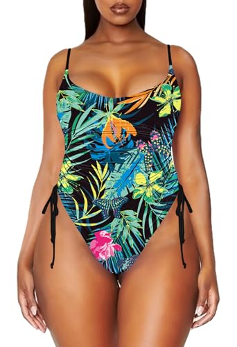 Image of Viottiset Women's Ruched High Cut One Piece Swimsuit Tummy Control Bathing Suit Monokini