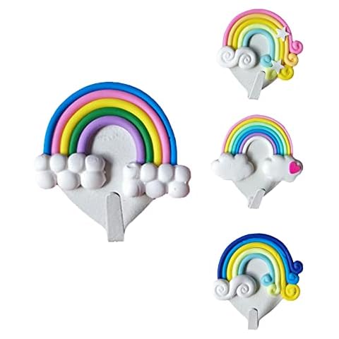 4 Pcs Wall Hooks Rainbow Towel Hooks Creative Clothes Hooks for Home Office Kids Room Cover