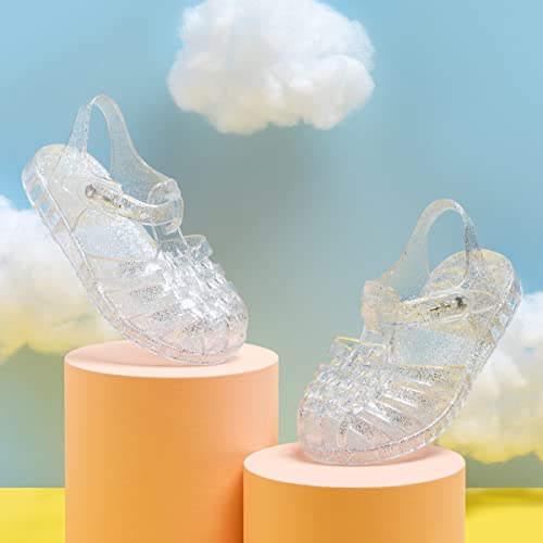 KIDSUN Toddler Girls Jelly Sandals Closed Toe Water Beach Summer Shoes Soft Rubber Sole Mary Jane Dress Shoes Princess Flat3