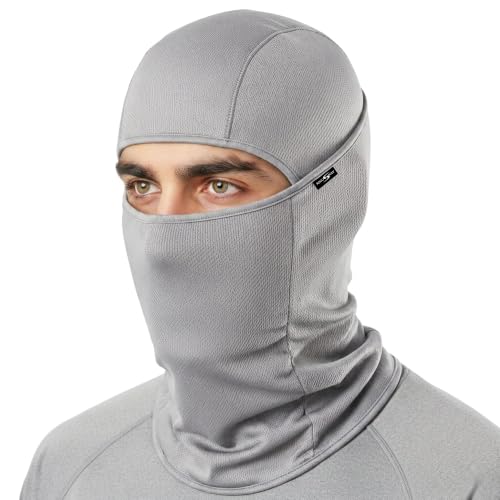 Image of Kingsway Balaclava Face Mask for Bikers - Premium Riceknit Helmet Liner | UPF 50+ UV & Dust Protection | Full Face Mask for Men & Women | Light Grey | Pack of 1