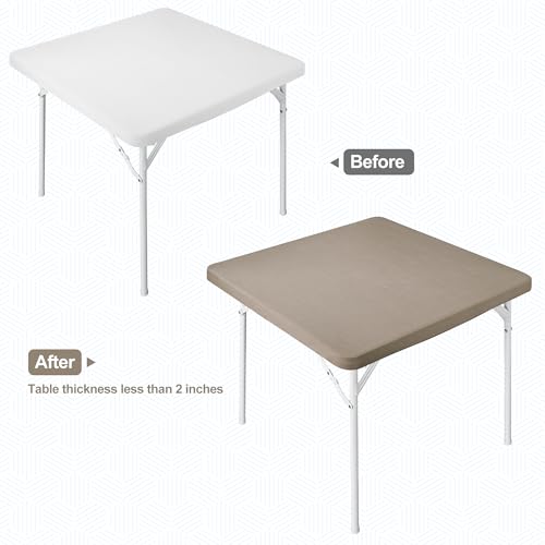 Monibana Square Fitted Card Tablecloth Table Cover Elastic Tablecloth Stretch Table Top Cover Khaki for Indoor and Outdoor 34x34 Inch by Monibana - Image 3