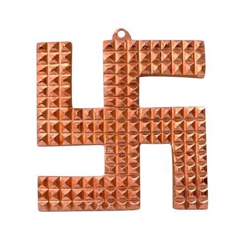 Image of TREE MAISON CORONATING HOMES Copper Swastik (卐) Sathiya Wall Hanging Yantra | 4 Inches | Vastu Door Hanging for Good Luck & Auspicious Energy | Decorative Home Decor Symbol for Positive Vibes