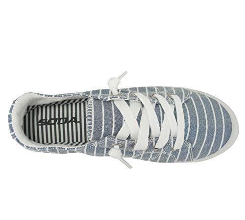 Image of Soda Flat Women Shoes Linen Canvas Slip On Sneakers Lace Up Style Loafers Zig-S