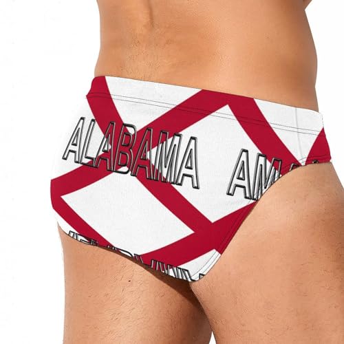 Flag of Alabama State Men's Swimsuit Bikini Briefs Sexy Swim Underwear Stretchy Briefs Quick Dry Swimwear M2