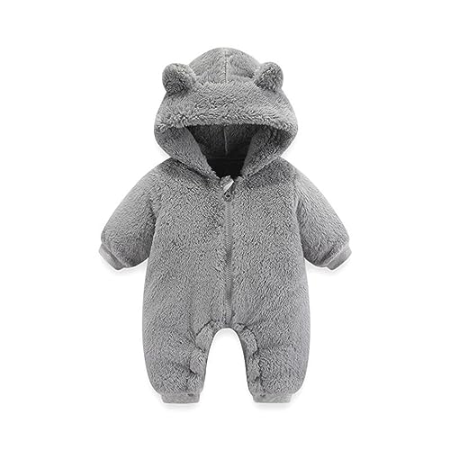 Image of YMYDYFC Newborn Baby Winter Romper Fleece Hooded Jumpsuit Snowsuit Warm Outfits Zipper Outwear for Infant 0-3 Months