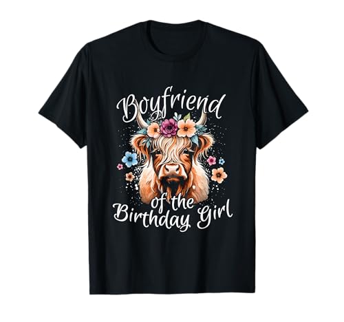 Novio De La Cumpleaños Chica Highland Cow Camiseta