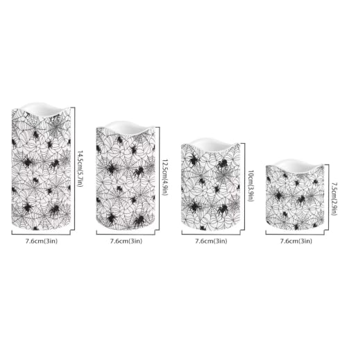 Image of Halloween Spider Web Print Flameless Candles Set of 4 | Flameless Candles with Remote Control Flickering LED Candles with Timer for Halloween Party Patio Celebration Accents