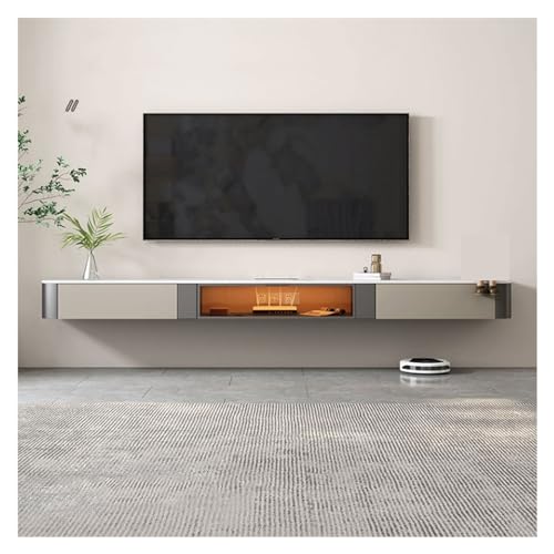 Schwimmender LED-TV-Ständer mit Regal, Wandmontage, Unterhaltungszentrum für Fernseher 78 Zoll / 86 Zoll / 239,8 cm (76 Zoll) / 239,8 cm (76 Zoll) / 239,8 cm (78 Zoll) / 239,8