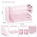 OPNICE Desk Organizer, 4-Tier Desktop File Organizer with Drawer and 2 Pen Holders, Office Desk Accessories, File Sorters, Workspace Organizers for Office Supplies(Pink)