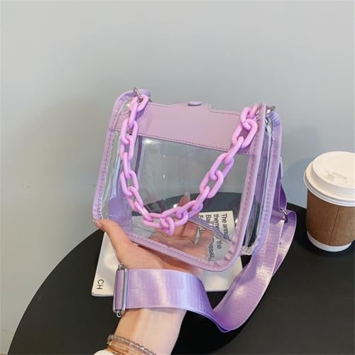 Clear Crossbody Bag for Stadium Events, Concert Approved Handbag for Women for Public Venue PVC Purse with Chain2