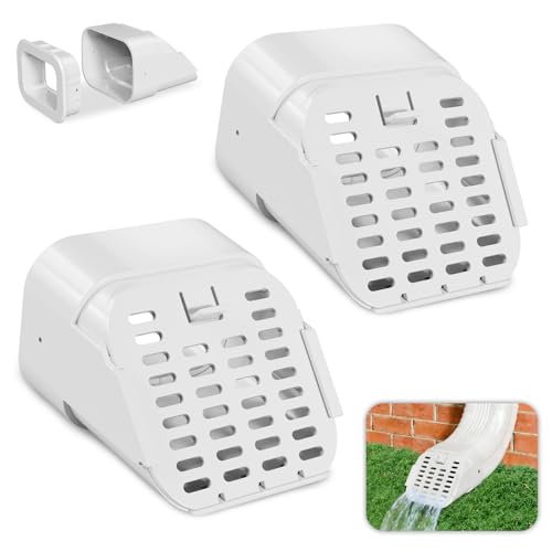 Steipirr 3x4 & 2x3 Type-A Gutter Downspout Guard Cover Gutter Downspout Extensions Keep Leaves and Rodents Out Downspout Diverter for Rain Water Drainage (2 Packs-White)