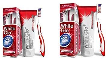 White GloExtra Strength Whitening Toothpaste Professional Choice 100ml - 2 Packs with Sanitral 50 Pcs Dental Floss Stick Included as a Gift