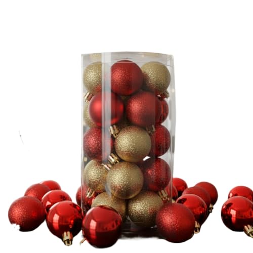 Bola de Nata Kit Bolinhas Enfeite de Árvore De Natal 3cm Dourado Vermelho Mista Lisa Fosca Glitter Natalina(DOURADO,30 BOLINHAS)
