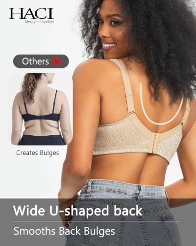 Image of HACI Women Minimizer Bra Full Coverage Everyday Wirefree Unpadded Plus Size