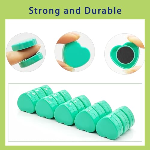 PYJLBX Strong Fridge Magnets, 30Pcs Green Heart Whiteboard Magnets - Image 2