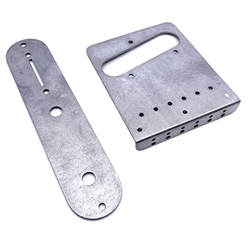Tuoren 1 Set Telecaster Bridge Plate 3 Way Switch Control Plate Set With Carved Pattern Compatible With Fender Tele 6 String Electric Guitars Silver #TOP2