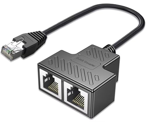 AKWOR Ethernet Splitter, RJ45 1 Male to 2 Female LAN Ethernet Cable Splitter Suitable Super Cat5, Cat5e, Cat6, Cat7 LAN Ethernet Socket Connector Adapter