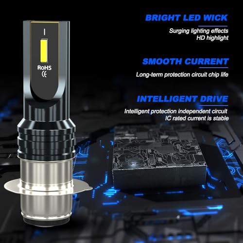 TJJTGBR Compatible for Yamaha Raptor 350 660R 700 700R Fog Bulbs, P15D H6 H6M Fog Light Bulbs, 12000 Lumens 6000K White 55W H6M Light Bulbs, Plug and Play, 2-Pack