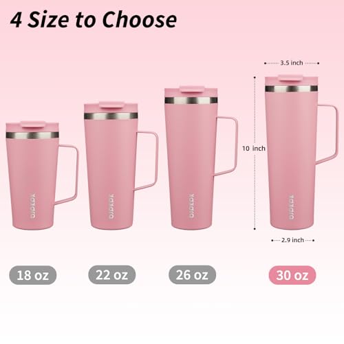 Image of BJPKPK 30oz Insulated Tumbler with Handle, Lid & Straw, Stainless Steel