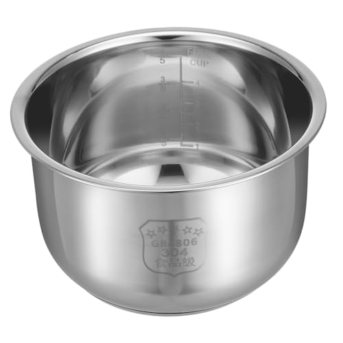 Zerodeko Olla Arrocera Interior de 304 Acero Inoxidable Reemplazo Multiusos Diseño Antiadherente Gran Capacidad para Cocinar Arroz y Hornear Pasteles Accesorio de Cocina