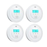 Détecteur de Monoxyde de Carbone Blanc   10 Ans de Vie de Batterie, Alarme CO, Installation Facile pour Camping Car, Maison et Bureau (4pack)