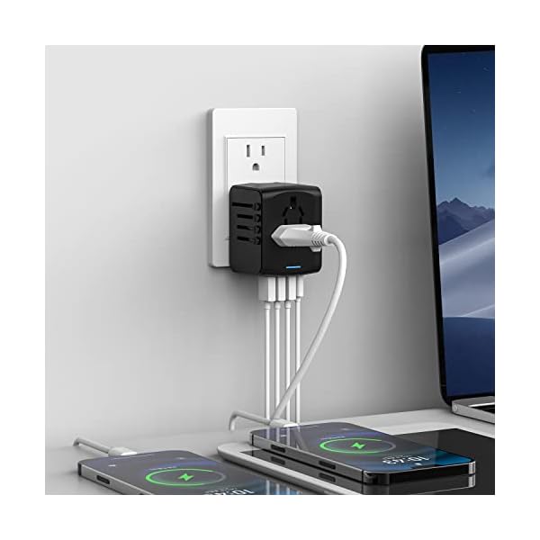 SAUNORCH-Universal-International-Travel-Power-Adapter-WHigh-Speed-24A-USB-A-30A-USB-C-Wall-Charger-European-Adapter-Worldwide-AC-Outlet-Plugs-Adapters-for-Europe-UK-US-AU-Asia-Black SAUNORCH Universal International Travel Power Adapter W/High Speed 2.4A USB-A, 3.0A USB-C Wall Charger, European Adapter, Worldwide AC Outlet Plugs Adapters for Europe, UK, US, AU, Asia-Black