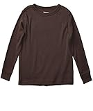 Leveret Long Sleeve Solid T-Shirt 100% Cotton (8 Years, Brown)