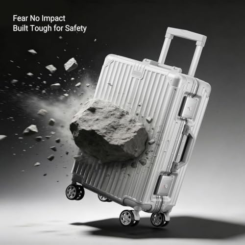 cllson Carry on Luggage Aluminium Frame with Cup Holder, 20 Inch Zipperless Luggage with Spinner Wheels,Carry On Luggage 22x14x9 Airline Approved for Business Travel (silver, 20inch) by cllson - Used condition - Image 5