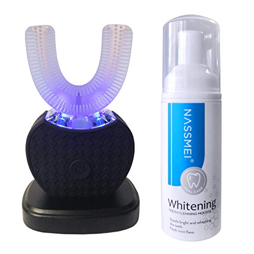 Automatic Ultrasonic Toothbrush Teeth Whitening Toothbrush for Adults 360°Electric Toothbrush 30'' Automatic Timer Wireless Charging Washable Travel Home Dual-use,Black
