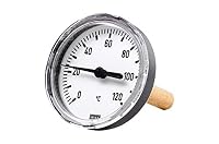 Riegler 102766 Bimetall-Thermometer, rückseitig G 1/2, Eintauchschaftlänge 40 mm