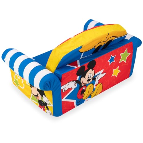 Marshmallow Furniture Kids Sofa, 2-in-1 Flip Open Foam Couch and Bed, Mickey Mouse - Pullout Sleeper for Folding Lounging, Sitting, and Napping - Ideal for Bedroom and Playroom
