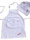 CHEFSKIN Chef Hat Adjustable White Children Child Kids fits 3-13 Light Twill Fabric (HAT + Apron Set
