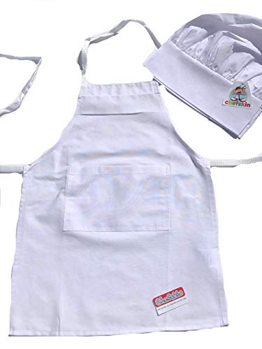 Chefskin Chef Hat Adjustable White Children Child Kids Fits 3-13 Light Twill Fabric (Hat + Apron Set) #TOP4