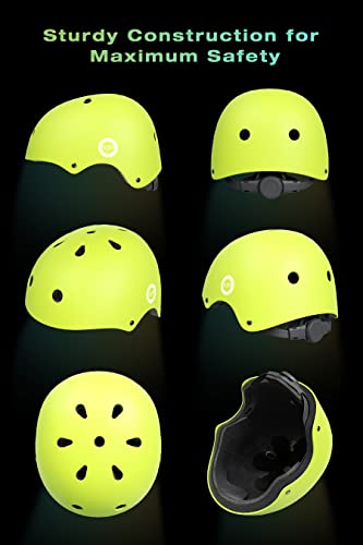 XJD Kids Bike Helmet,Multi-Sport Protective Gear Set for 3-5-8-14 Years Boys Girls with Knee and Elbow Pads Wrist Guards fit Roller Skates,Cycling,Skateboarding,Skating Scooter (Yellow, Small)
