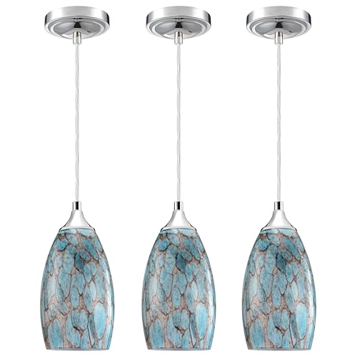3 Pack 1 Light Indoor Mini Hanging Kitchen Island Pendant Lamps Polished Nickel Finish 4.75