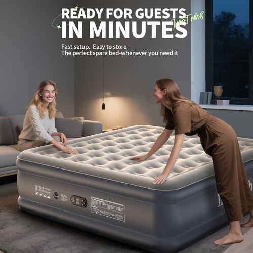 InnoTruth King Size Air Mattress with Built in Pump, Famiy Choice Award Winner, Inflatable Blow up Mattress, 18" Raised 2-4 Persons Family Air Bed for Guests & Home, Ideal for Temporary Use, 700 lbs